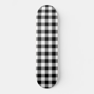 Skate Padrão Abstrato Minimalista Quadrado Preto e Branc