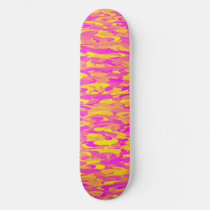 Skate Padrão Abstrato Rosa Amarelo Laranja