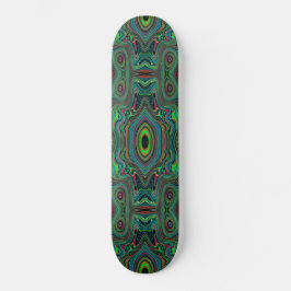 Skate Padrão Abstrato Trippy Retro Preto e Verde Lima