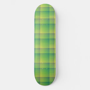 Skate Padrão Abstrato Xadrez Verde Azul