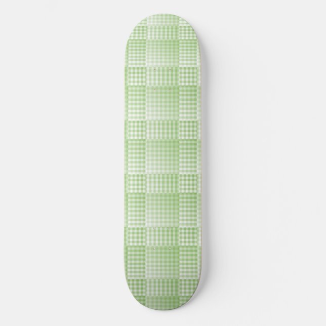 Skate Padrão Abstrato Xadrez Verde Branco (Frente)