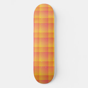 Skate Padrão Abstrato Xadrez Vermelho Amarelo