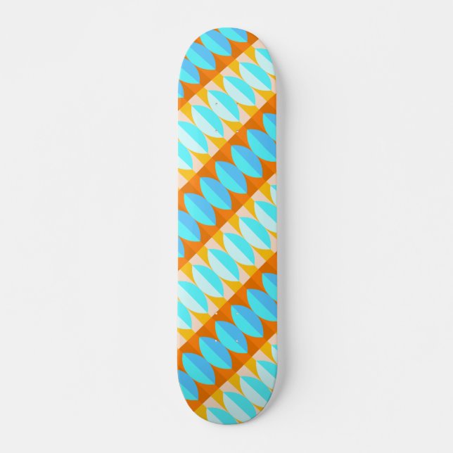 Skate Padrão Amarelo Laranja Azul Turquesa Colorido (Frente)