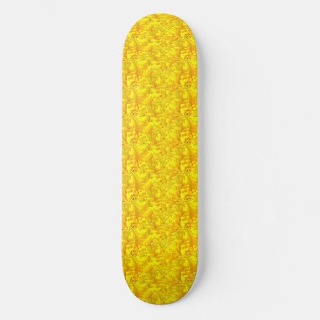 Skate Padrão Amarelo Marigold Floral Sem Vista (Frente)