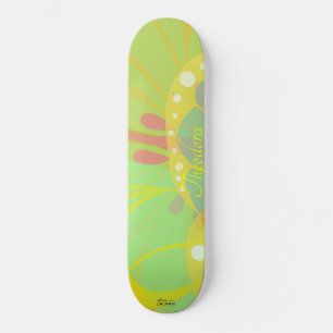 Skate Padrão Azul Amarelo-Amarelo da Borboleta Dourada C