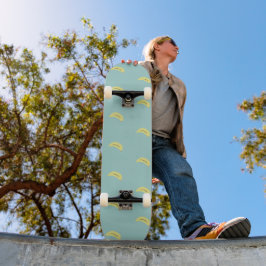 Skate Padrão azul de desenho da banana amarela