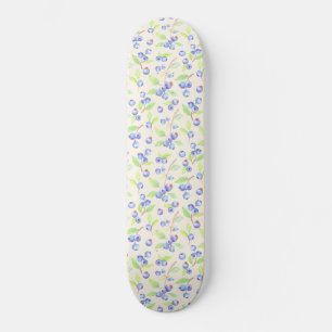 Skate Padrão Botânico de Mirtilo em Aquarela Fofa