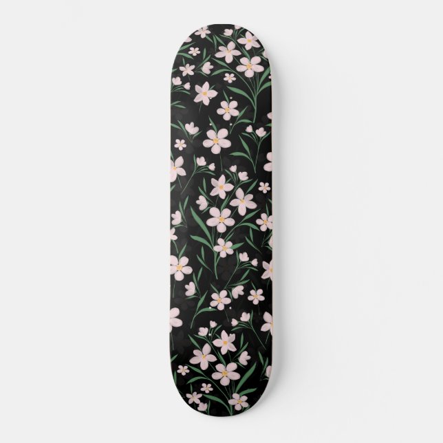 Skate Padrão Botânico Floral Cor-de-Água Rosa (Frente)