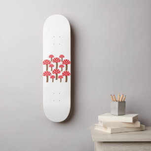Skate Padrão Botânico Fofo de Cogumelo Vermelho