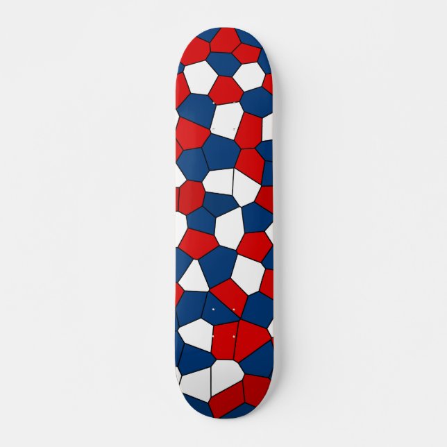 Skate Padrão Branco Azul Vermelho (Frente)