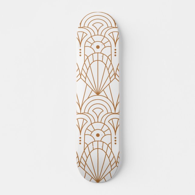 Skate Padrão Branco Dourado da Deco de Arte Moderna lega (Frente)