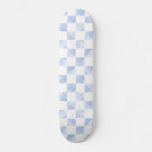 Skate Padrão branco verificado de traços azuis modernos