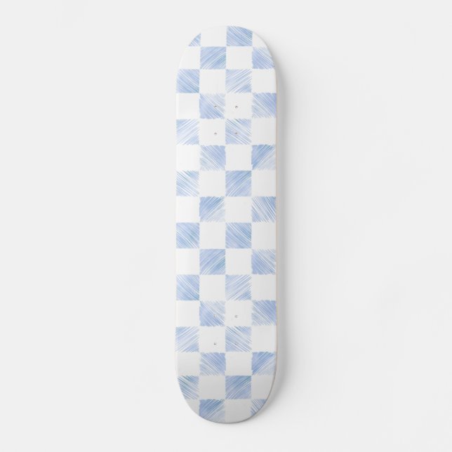 Skate Padrão branco verificado de traços azuis modernos (Frente)