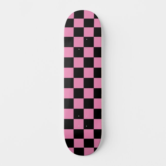 Skate Padrão branco verificado (verificado) rosa e preto (Frente)