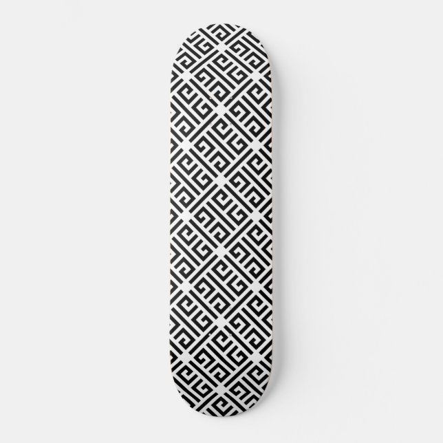 Skate Padrão-chave grego preto e branco (Frente)