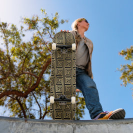 Skate Padrão-chave grego preto e Dourado