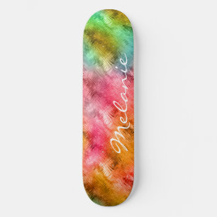 Skate Padrão Colorido de Vidro Cristal