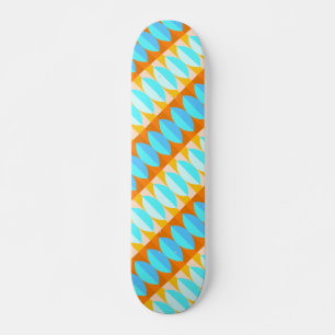 Skate Padrão Colorido Turquesa Azul Laranja Amarelo