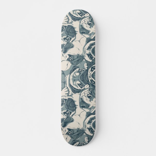 Skate Padrão contínuo de cachorro pug fofo (Frente)