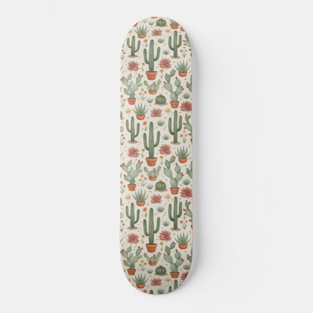 Skate Padrão contínuo de cactos suculentos do deserto (Frente)