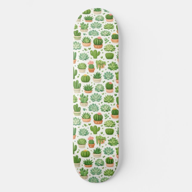 Skate Padrão contínuo de planta suculenta fofa (Frente)