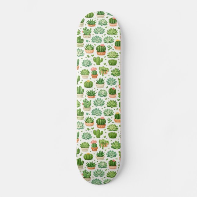 Skate Padrão contínuo de planta suculenta fofa (Frente)