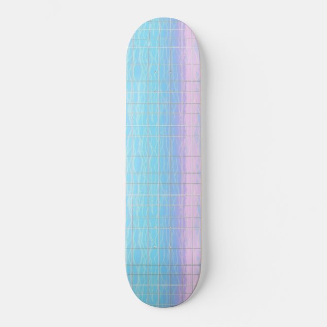 Skate Padrão Cor-de-rosa Azul Piscina Vaporwave Digital  (Frente)