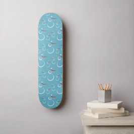Skate Padrão da Família de Snowman Cute em Cyan Winter