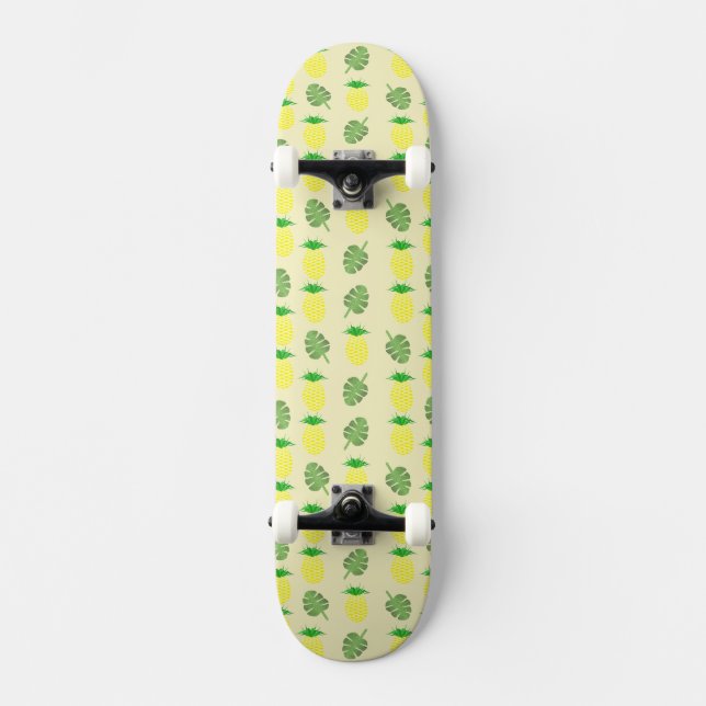 Skate Padrão de Abacaxi de Verão Tropical e Folhas de Pa (Frente)