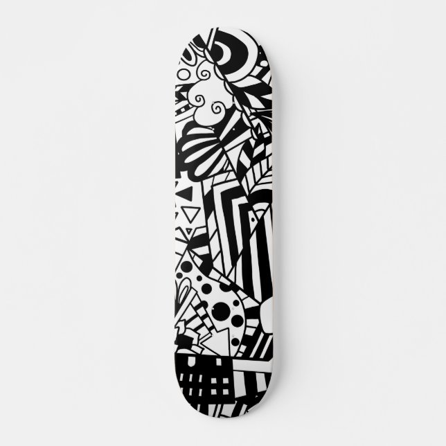 Skate Padrão de abstrato de arte a preto e branco (Frente)