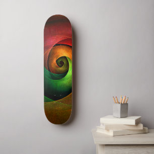 Skate Padrão de Abstrato de Arte Vermelha Verde Floral M