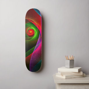 Skate Padrão de Abstrato de Arte Vermelho Verde Laranja