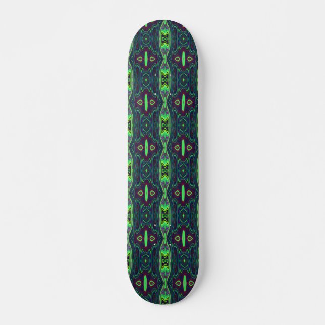 Skate Padrão de Abstrato de Retro, Vermelho e Azul (Frente)