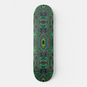 Skate Padrão de Abstrato do Trippy Retro Black e do Verd