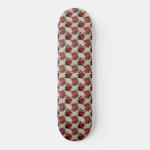 Skate Padrão de Aglomerados Florais Vermelhos