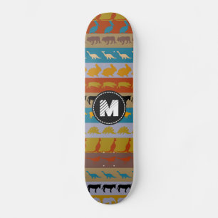 Skate Padrão de Animais Coloridos Retro Monograma #8