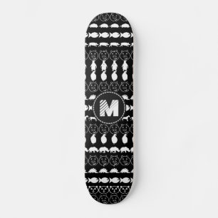 Skate Padrão de Animais de Corte Preto Monograma
