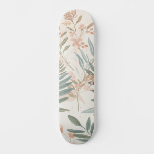 Skate Padrão de Aquarela de Folha Rosada Botânica Salvia
