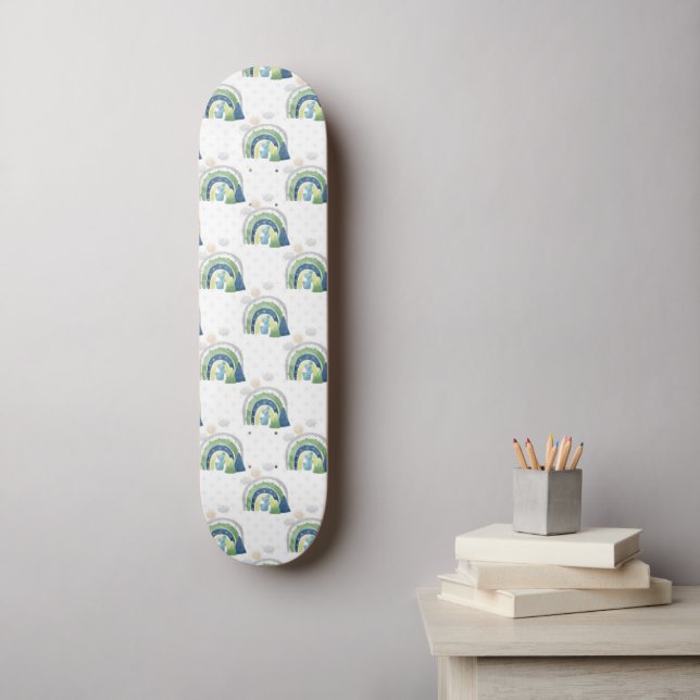 Skate Padrão de Arco-íris em Aquarela (Arte de parede)