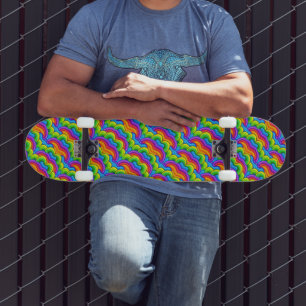 Skate Padrão de Arcos Formas Arco-íris Nostálgico Fofo p