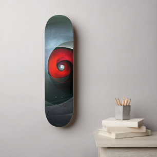 Skate Padrão de Arte Moderna Abstrato de Roteiro Vermelh