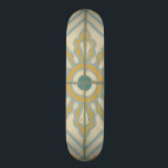 Skate Padrão de Azulejo Decorativo do Velho Mundo<br><div class="desc">Uma criação Chariklia Zarris,  esta velha impressão do mundo oferece um padrão decorativo de azulejo com azul e ouro sobre fundo bege. Faria um presente de excelente para fãs de flores e impressões pastel!</div>