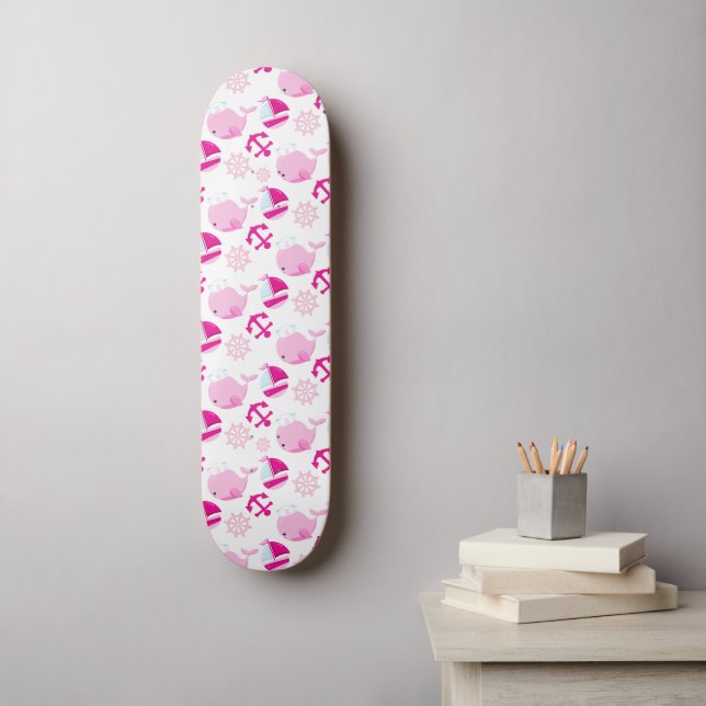 Skate Padrão De Baleias, Baleias Cutas, Baleias Rosa (Arte de parede)