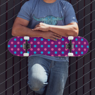 Skate Padrão de Bolinhas Rosa Roxo Azul