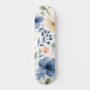 Skate Padrão de Botânica Moderna de Flor Silvestre Aquar