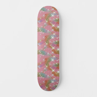Skate Padrão de Brilho Falso Arco-íris Rosa