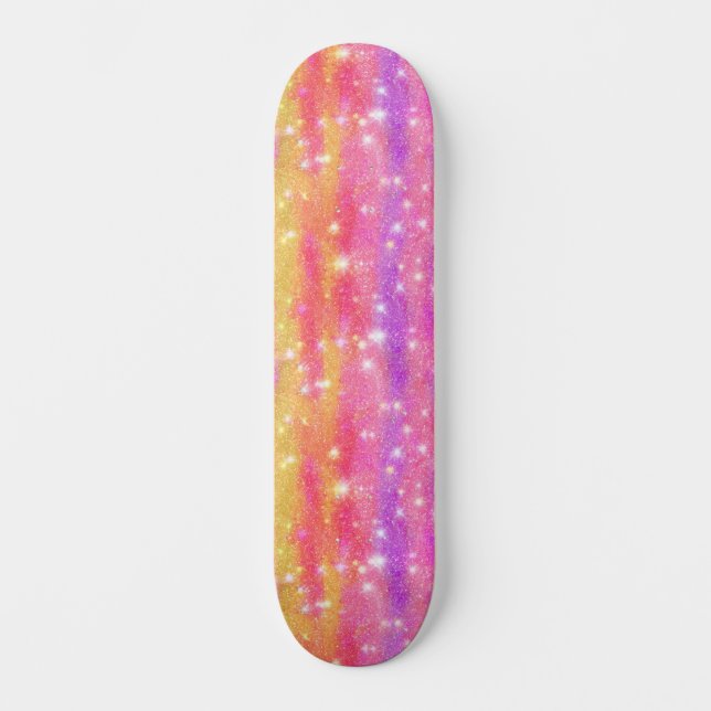 Skate Padrão de Brilho Glitter Rosa Laranja Roxo (Frente)