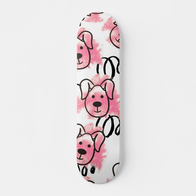 Skate Padrão de Cachorro de Aquarela Cócica (Frente)