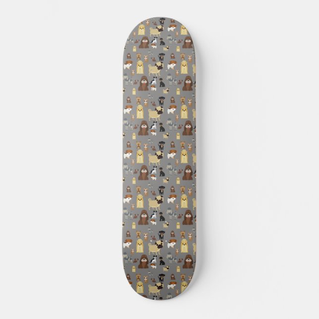 Skate Padrão de cães de fundo de cinza. (Frente)