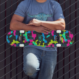 Skate Padrão de Camuflagem Neon